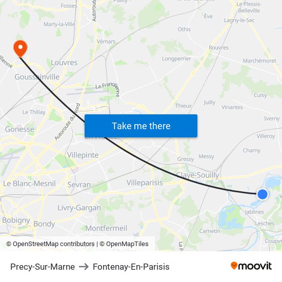 Precy-Sur-Marne to Fontenay-En-Parisis map