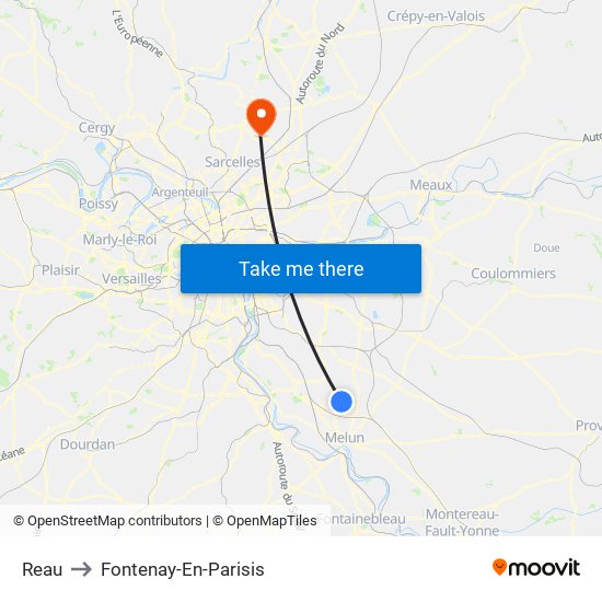 Reau to Fontenay-En-Parisis map