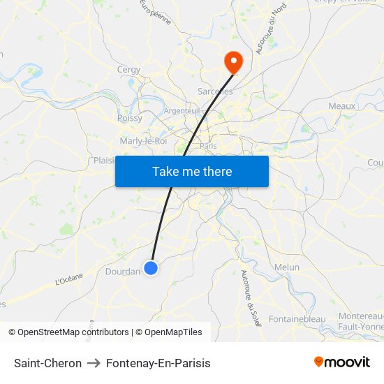 Saint-Cheron to Fontenay-En-Parisis map