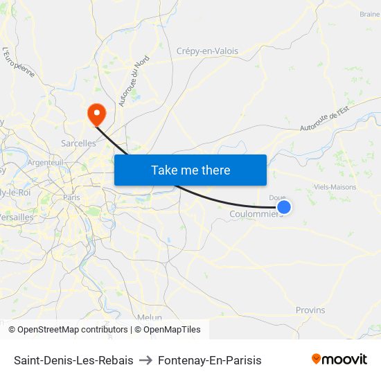 Saint-Denis-Les-Rebais to Fontenay-En-Parisis map