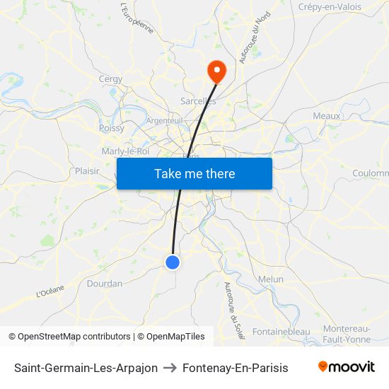 Saint-Germain-Les-Arpajon to Fontenay-En-Parisis map