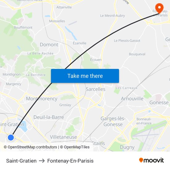 Saint-Gratien to Fontenay-En-Parisis map