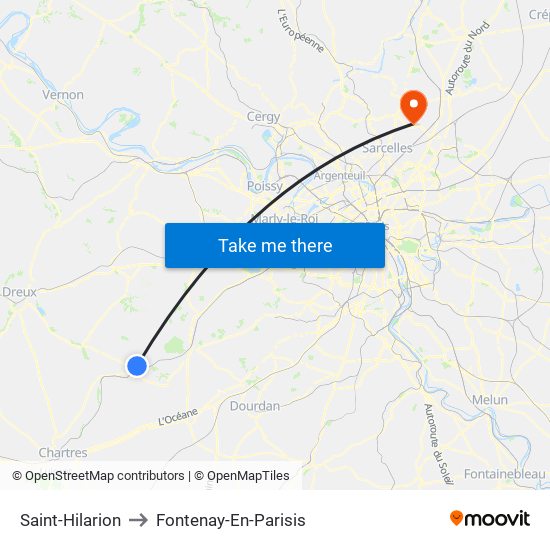 Saint-Hilarion to Fontenay-En-Parisis map