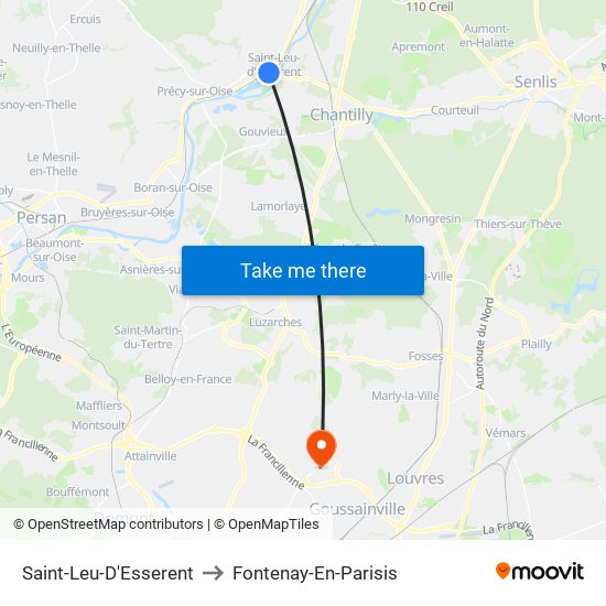 Saint-Leu-D'Esserent to Fontenay-En-Parisis map