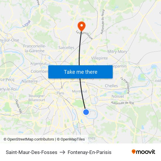 Saint-Maur-Des-Fosses to Fontenay-En-Parisis map