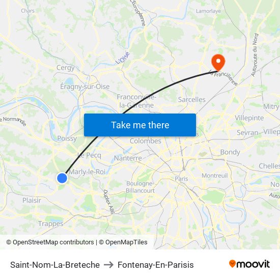Saint-Nom-La-Breteche to Fontenay-En-Parisis map