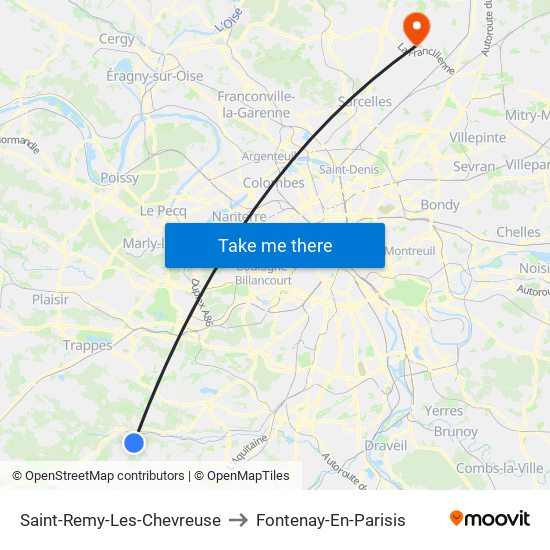 Saint-Remy-Les-Chevreuse to Fontenay-En-Parisis map