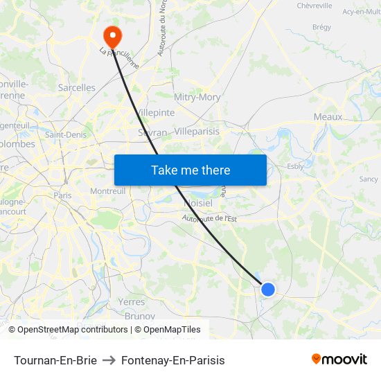Tournan-En-Brie to Fontenay-En-Parisis map