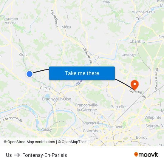 Us to Fontenay-En-Parisis map