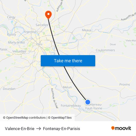 Valence-En-Brie to Fontenay-En-Parisis map