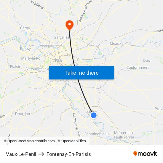 Vaux-Le-Penil to Fontenay-En-Parisis map