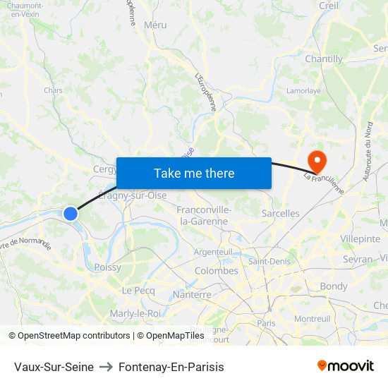 Vaux-Sur-Seine to Fontenay-En-Parisis map