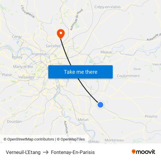 Verneuil-L'Etang to Fontenay-En-Parisis map