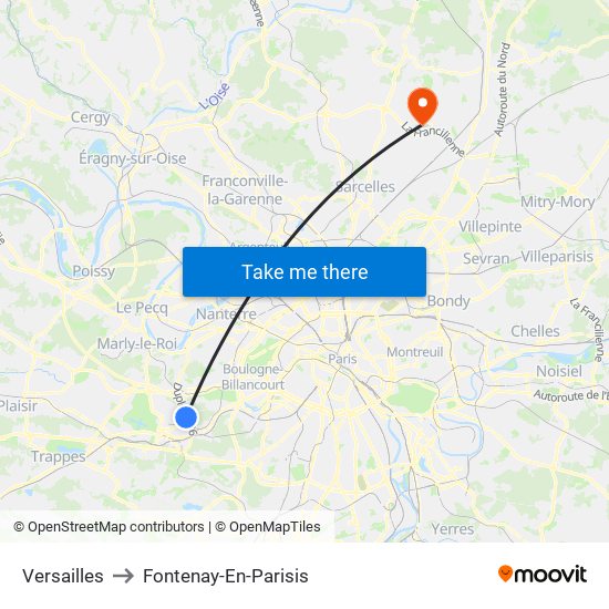 Versailles to Fontenay-En-Parisis map
