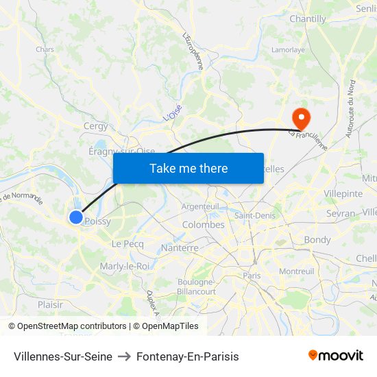 Villennes-Sur-Seine to Fontenay-En-Parisis map