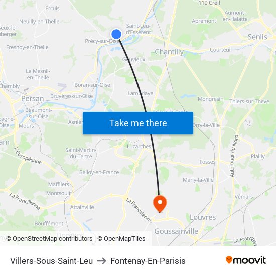 Villers-Sous-Saint-Leu to Fontenay-En-Parisis map