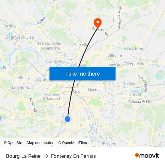 Bourg-La-Reine to Fontenay-En-Parisis map