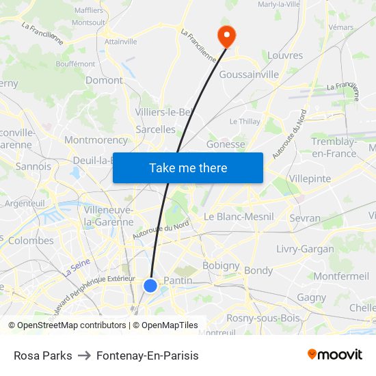 Rosa Parks to Fontenay-En-Parisis map