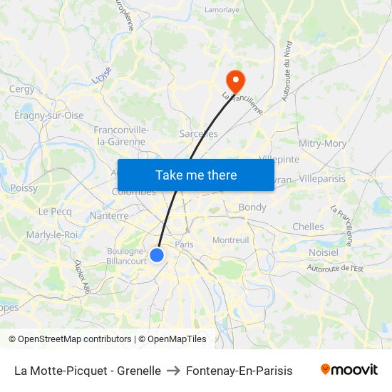 La Motte-Picquet - Grenelle to Fontenay-En-Parisis map