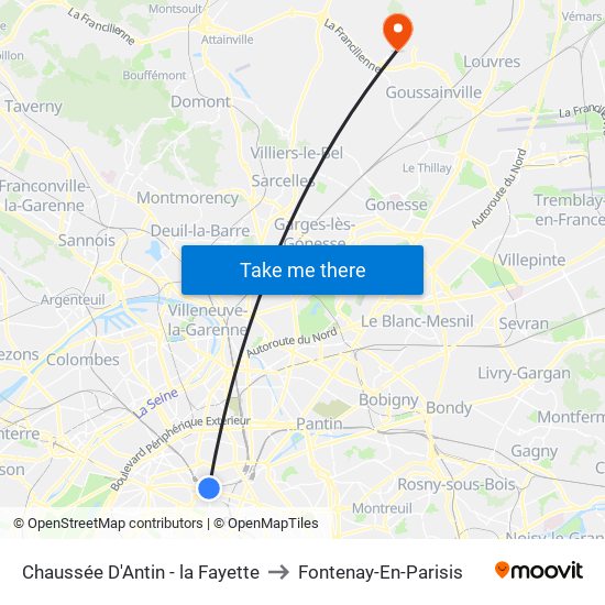 Chaussée D'Antin - la Fayette to Fontenay-En-Parisis map