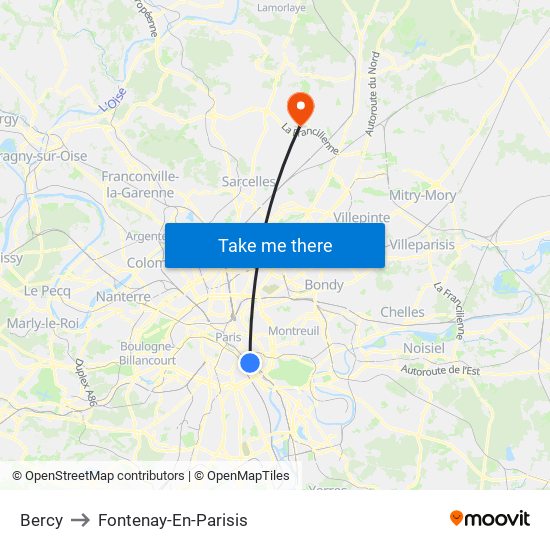 Bercy to Fontenay-En-Parisis map