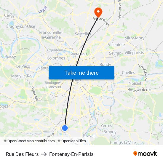 Rue Des Fleurs to Fontenay-En-Parisis map
