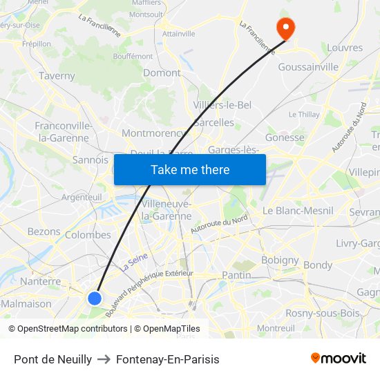 Pont de Neuilly to Fontenay-En-Parisis map