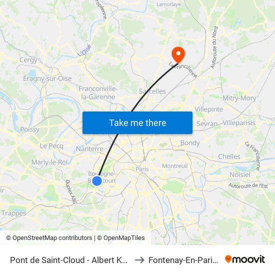Pont de Saint-Cloud - Albert Kahn to Fontenay-En-Parisis map