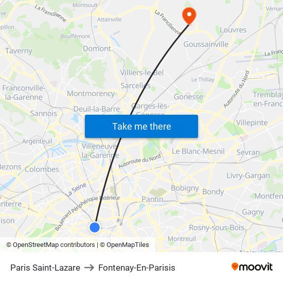 Paris Saint-Lazare to Fontenay-En-Parisis map