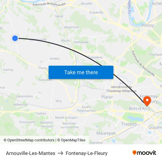 Arnouville-Les-Mantes to Fontenay-Le-Fleury map