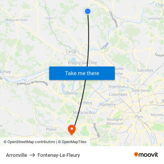 Arronville to Fontenay-Le-Fleury map
