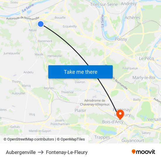 Aubergenville to Fontenay-Le-Fleury map