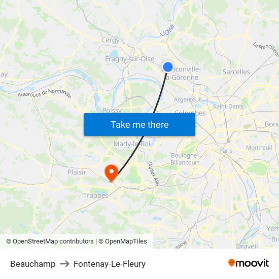 Beauchamp to Fontenay-Le-Fleury map