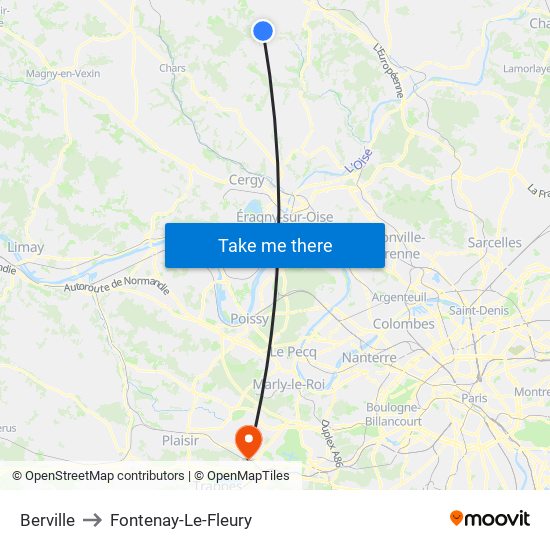 Berville to Fontenay-Le-Fleury map