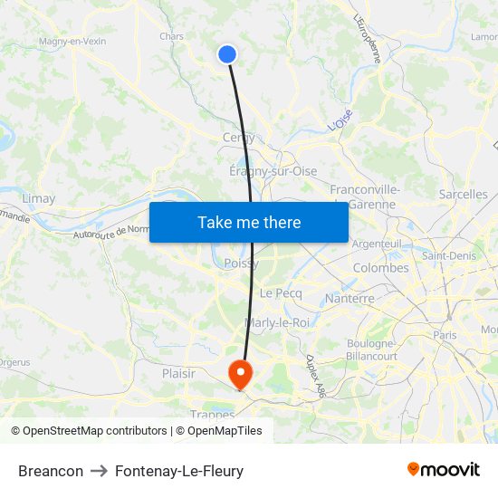 Breancon to Fontenay-Le-Fleury map