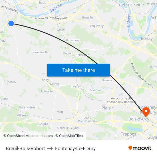 Breuil-Bois-Robert to Fontenay-Le-Fleury map