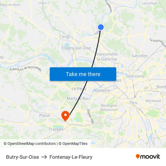 Butry-Sur-Oise to Fontenay-Le-Fleury map