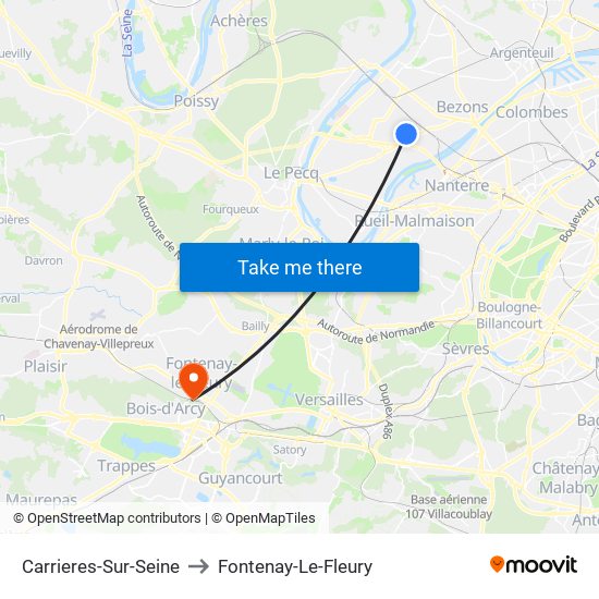 Carrieres-Sur-Seine to Fontenay-Le-Fleury map