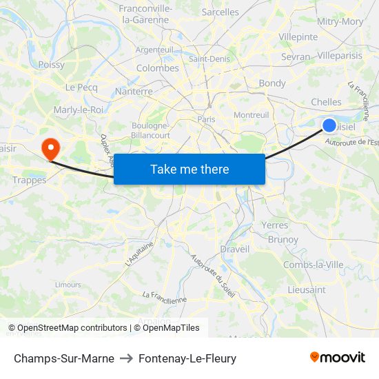 Champs-Sur-Marne to Fontenay-Le-Fleury map