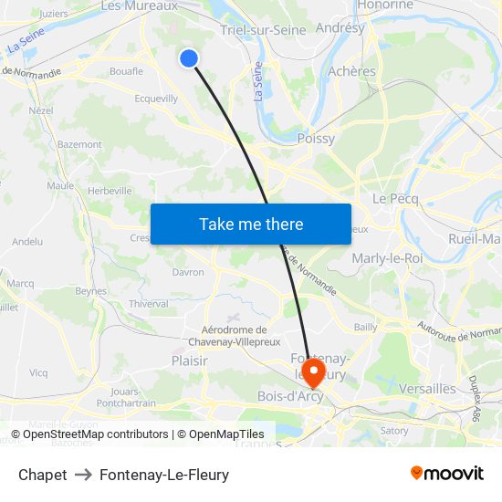 Chapet to Fontenay-Le-Fleury map