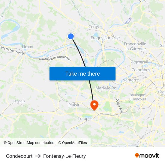 Condecourt to Fontenay-Le-Fleury map