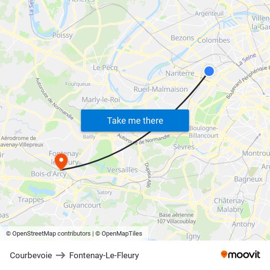Courbevoie to Fontenay-Le-Fleury map