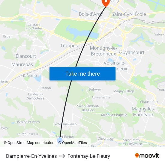 Dampierre-En-Yvelines to Fontenay-Le-Fleury map