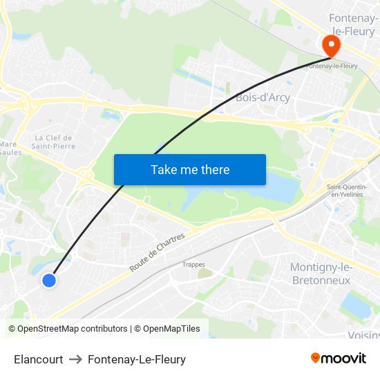 Elancourt to Fontenay-Le-Fleury map