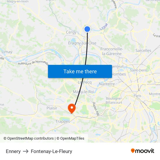 Ennery to Fontenay-Le-Fleury map