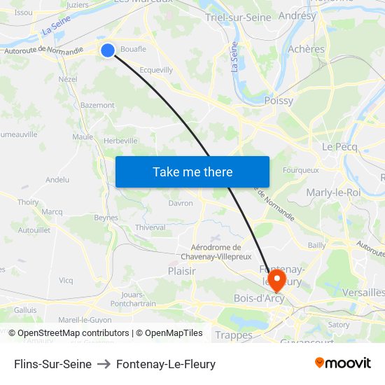 Flins-Sur-Seine to Fontenay-Le-Fleury map