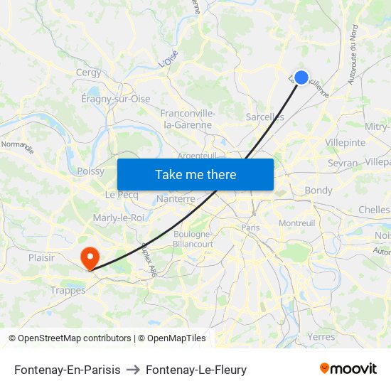 Fontenay-En-Parisis to Fontenay-Le-Fleury map