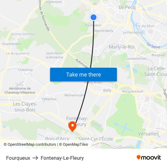 Fourqueux to Fontenay-Le-Fleury map