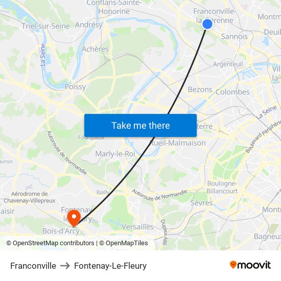 Franconville to Fontenay-Le-Fleury map