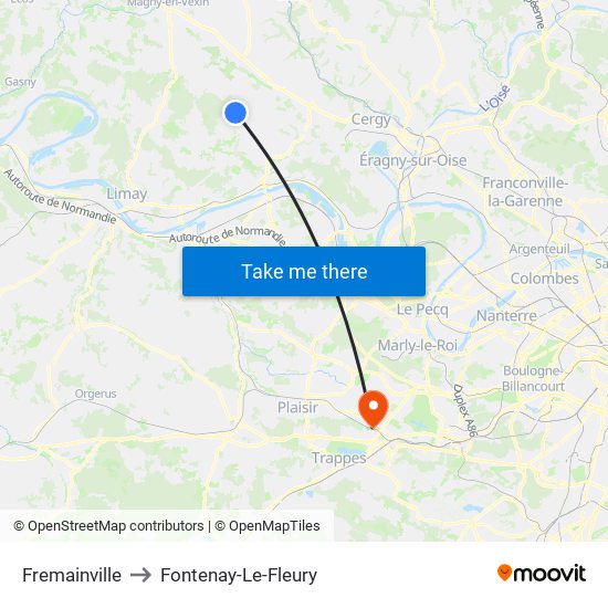 Fremainville to Fontenay-Le-Fleury map